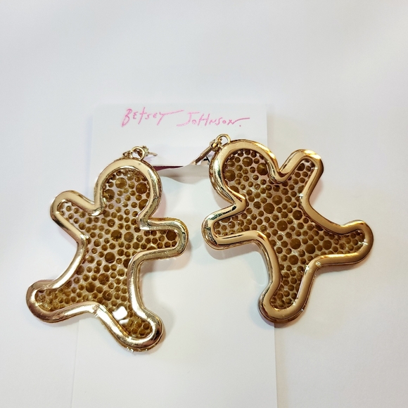 Betsey Johnson Gingerbread 2024 Gold Necklace & Earrings Set. - Picture 6 of 16